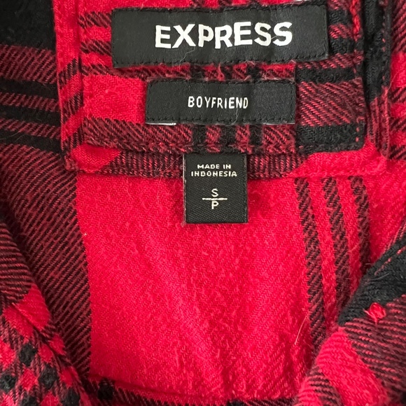 Express Red Plaid Flannel Shirt - Picture 6 of 7